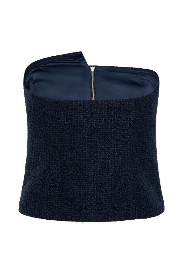 Women Meshki Tops Parker Boucle Strapless Asymmetric Top 8211 Midnight Blue