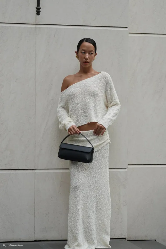 Women Meshki Tops Petra Long Sleeve Knit Crop Top 8211 Ivory