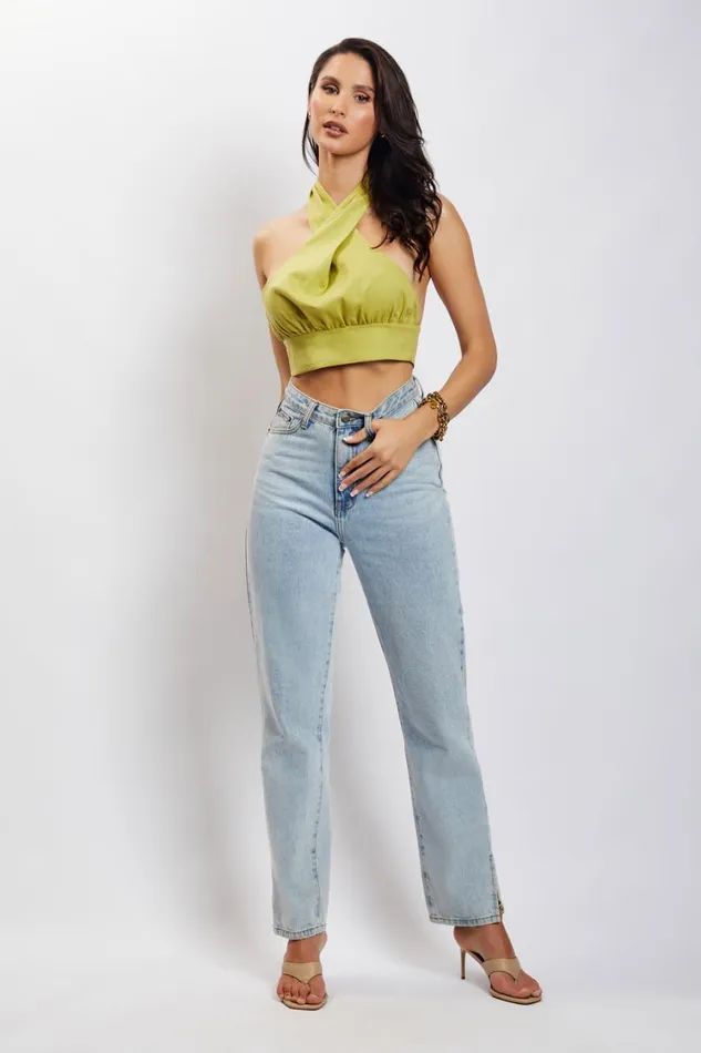 Women Meshki Tops Piper Halter Neck Linen Crop Top 8211 Apple Women Meshki Tops Piper Halter Neck Linen Crop Top 8211 Apple