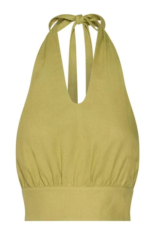 Women Meshki Tops Piper Halter Neck Linen Crop Top 8211 Apple Women Meshki Tops Piper Halter Neck Linen Crop Top 8211 Apple