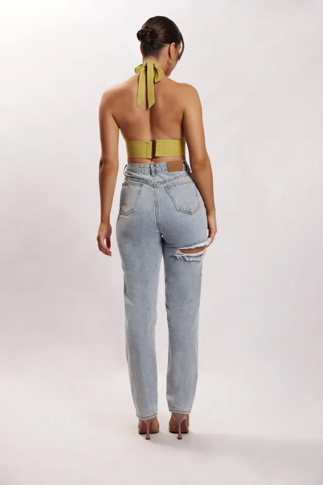 Women Meshki Tops Piper Halter Neck Linen Crop Top 8211 Apple Women Meshki Tops Piper Halter Neck Linen Crop Top 8211 Apple