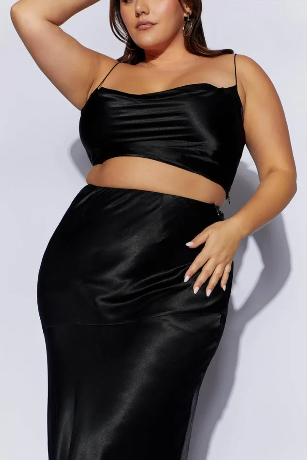 Women Meshki Tops Poppy Satin Cowl Neck Top 8211 Black Women Meshki Tops Poppy Satin Cowl Neck Top 8211 Black
