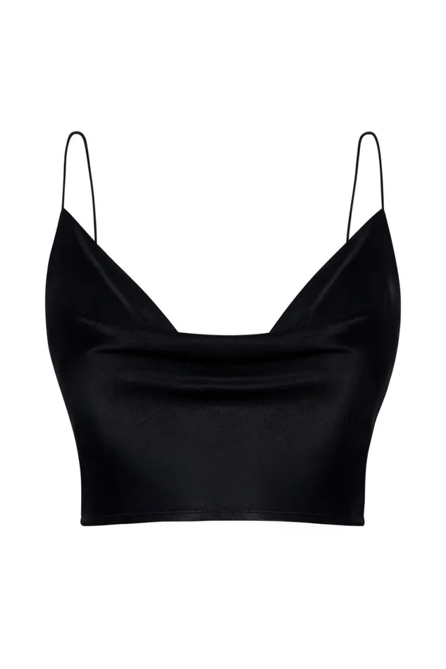 Women Meshki Tops Poppy Satin Cowl Neck Top 8211 Black Women Meshki Tops Poppy Satin Cowl Neck Top 8211 Black