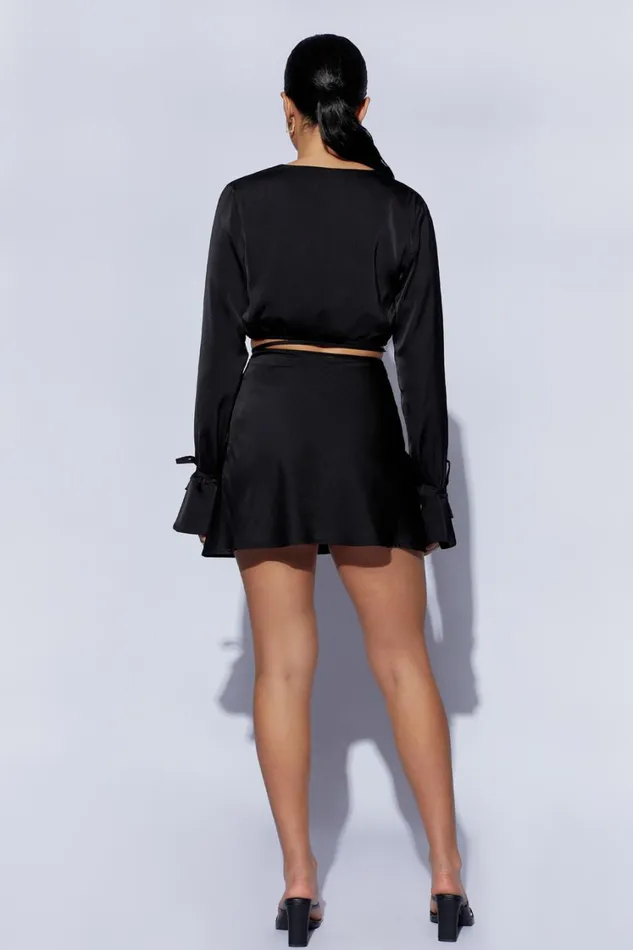 Women Meshki Tops Rheanna Wrap Around Cropped Shirt 8211 Black Women Meshki Tops Rheanna Wrap Around Cropped Shirt 8211 Black
