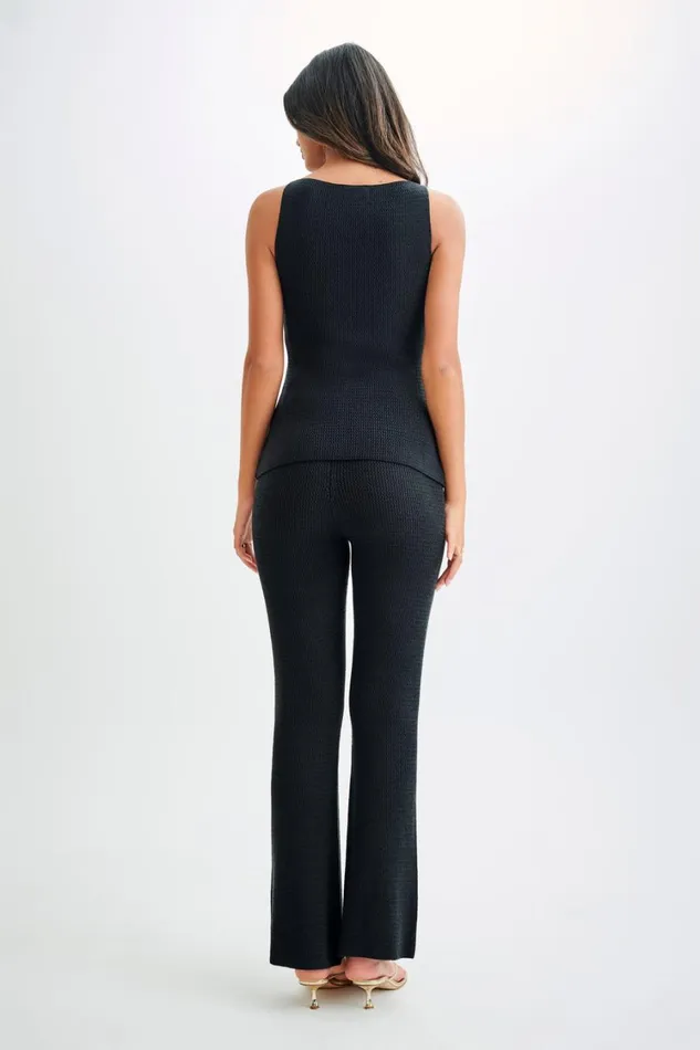 Women Meshki Tops Ridley Knit Tank Top With Split 8211 Black