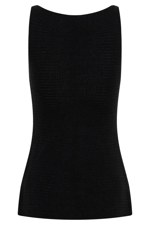 Women Meshki Tops Ridley Knit Tank Top With Split 8211 Black