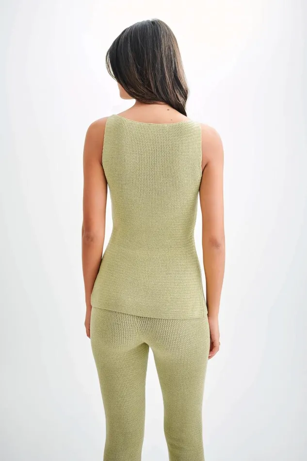 Women Meshki Tops Ridley Knit Tank Top With Split 8211 Pastel Green
