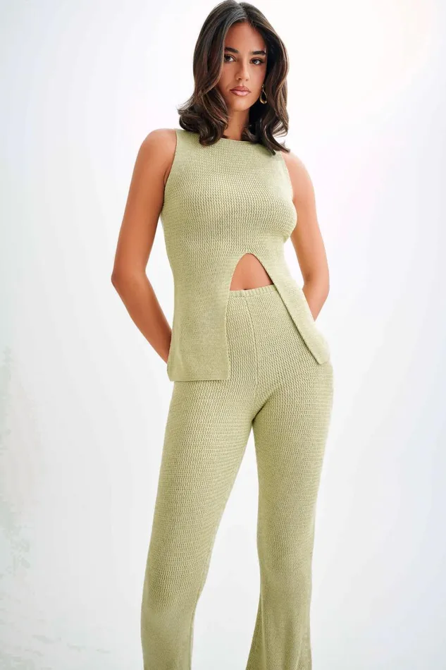 Women Meshki Tops Ridley Knit Tank Top With Split 8211 Pastel Green