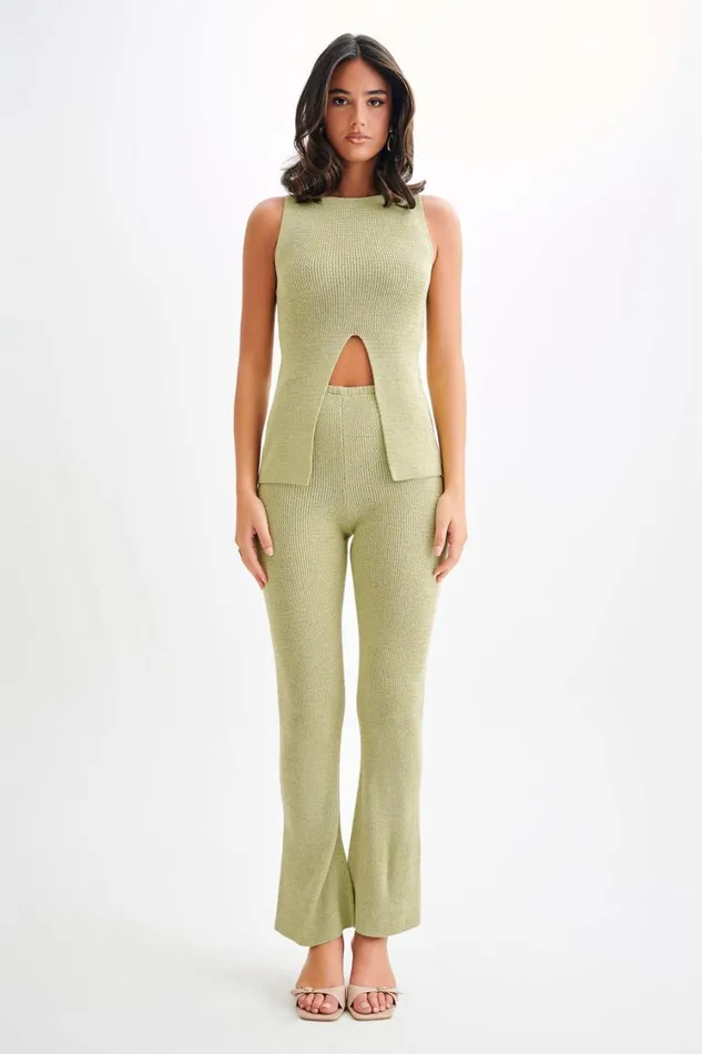 Women Meshki Tops Ridley Knit Tank Top With Split 8211 Pastel Green