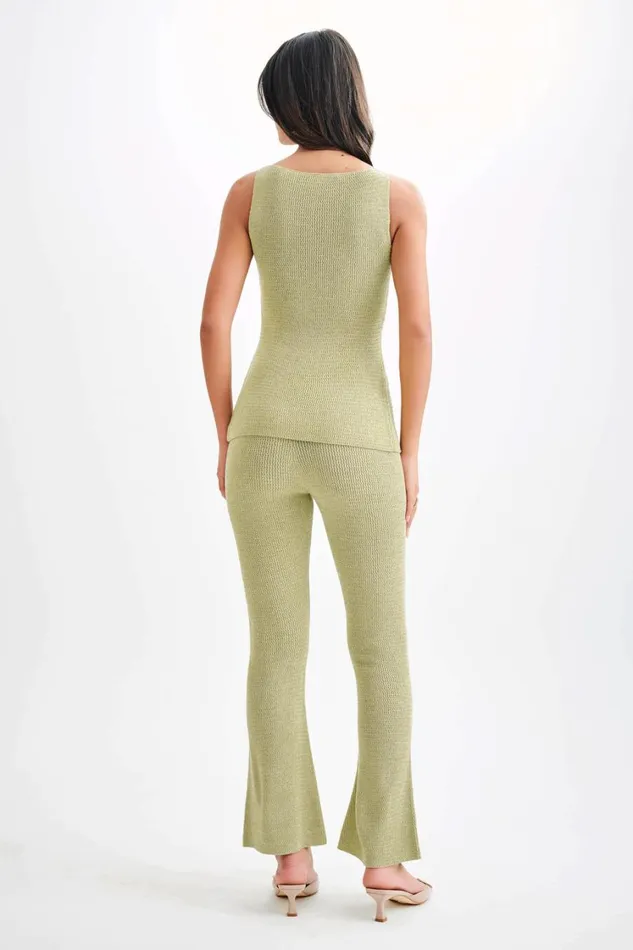 Women Meshki Tops Ridley Knit Tank Top With Split 8211 Pastel Green