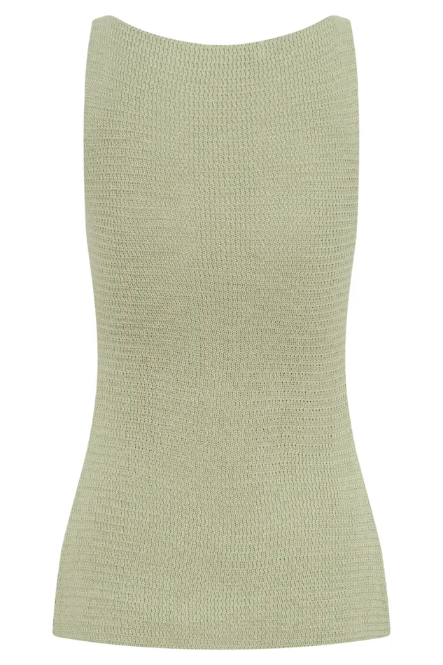 Women Meshki Tops Ridley Knit Tank Top With Split 8211 Pastel Green