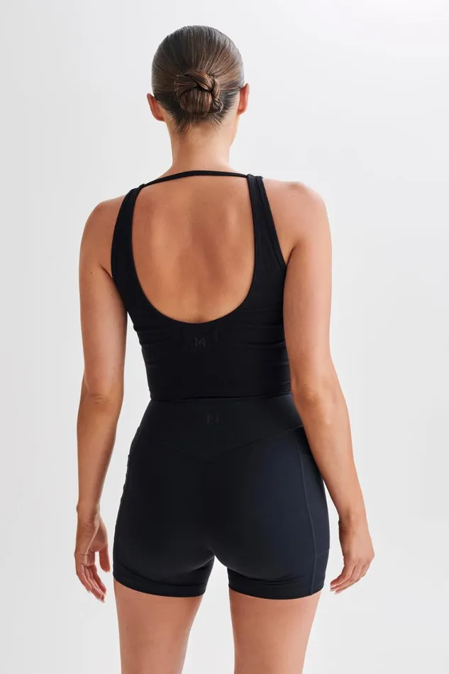 Women Meshki Tops Rory Ribbed Yoga Top 8211 Black