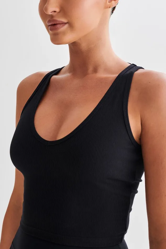 Women Meshki Tops Rory Ribbed Yoga Top 8211 Black
