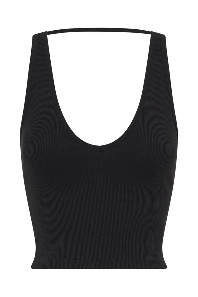 Women Meshki Tops Rory Ribbed Yoga Top 8211 Black