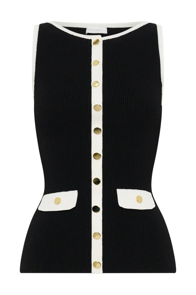 Women Meshki Tops Sawyer Longline Top 8211 BlackWhite