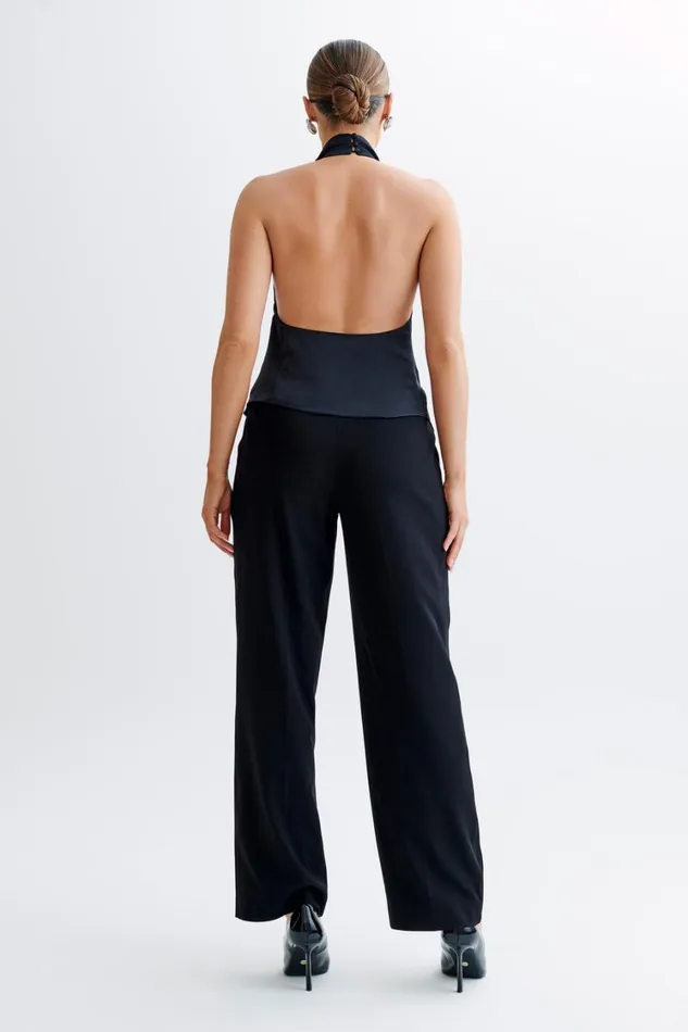 Women Meshki Tops Seraphine Satin Halter Top 8211 Black