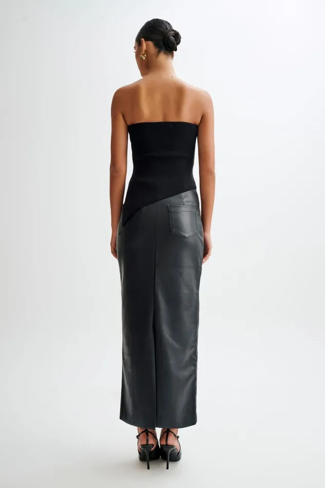 Women Meshki Tops Sidney Asymmetrical Strapless Knit Top 8211 Black