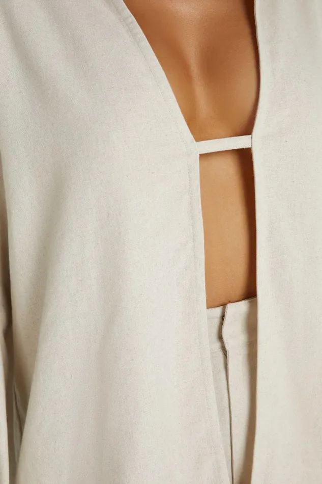 Women Meshki Tops Tasha Oversized Linen Shirt 8211 Natural