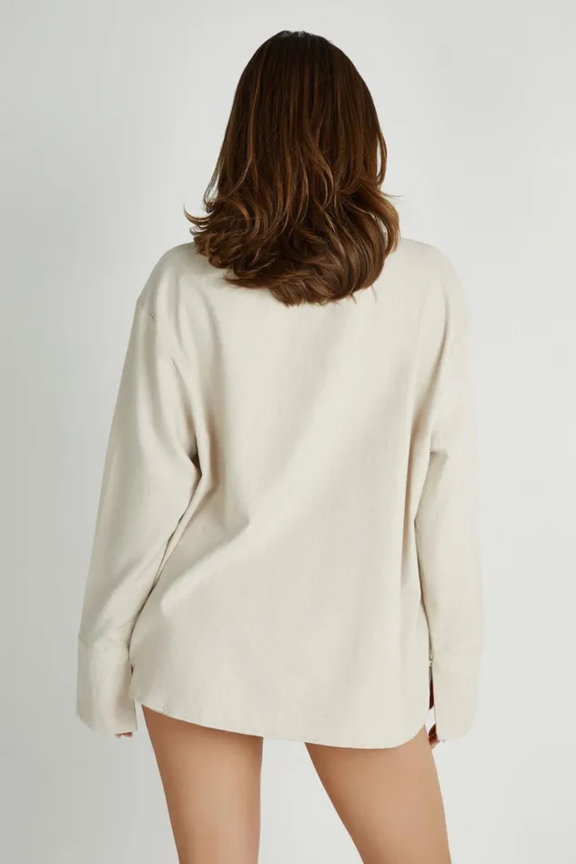 Women Meshki Tops Tasha Oversized Linen Shirt 8211 Natural