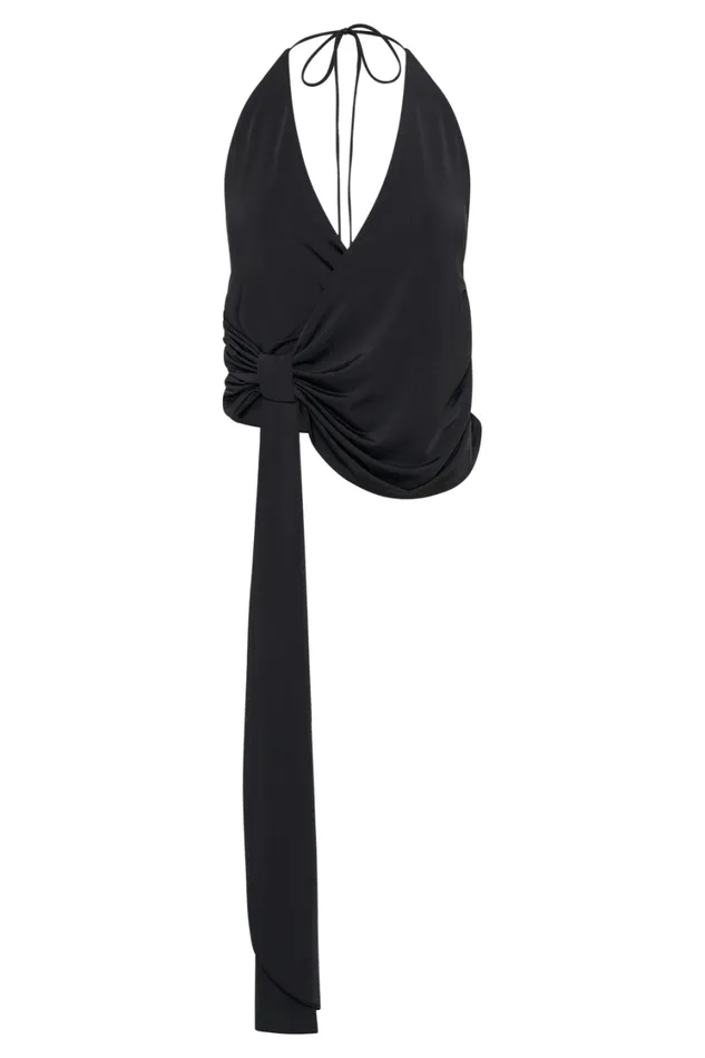 Women Meshki Tops Tyla Draped Slinky Halter Top 8211 Black