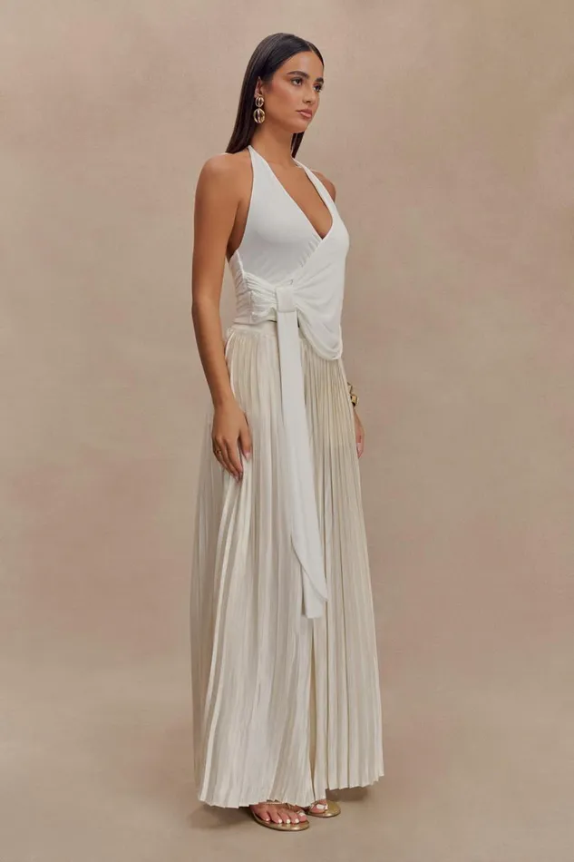 Women Meshki Tops Tyla Draped Slinky Halter Top 8211 White Women Meshki Tops Tyla Draped Slinky Halter Top 8211 White
