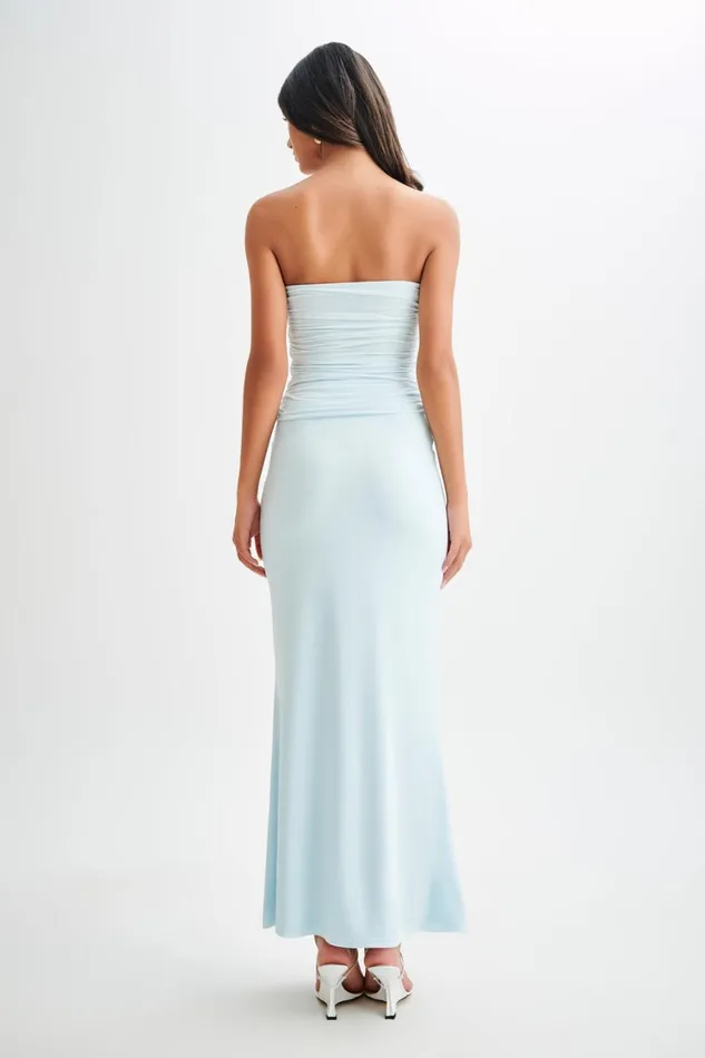 Women Meshki Tops Winslet Strapless Slinky Longline Top With Shell Hardware 8211 Sky Blue