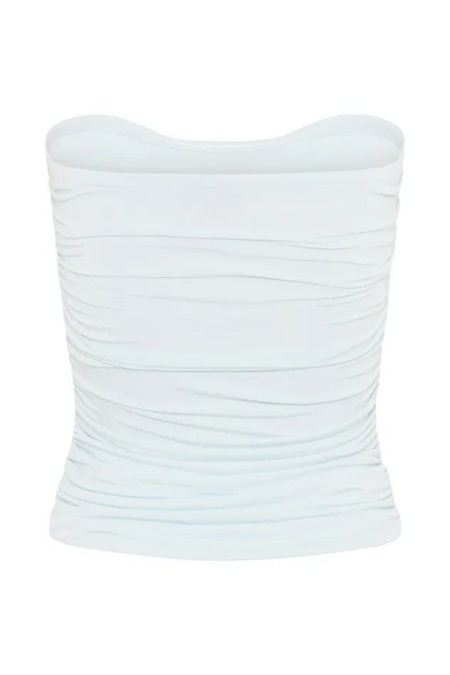 Women Meshki Tops Winslet Strapless Slinky Longline Top With Shell Hardware 8211 Sky Blue