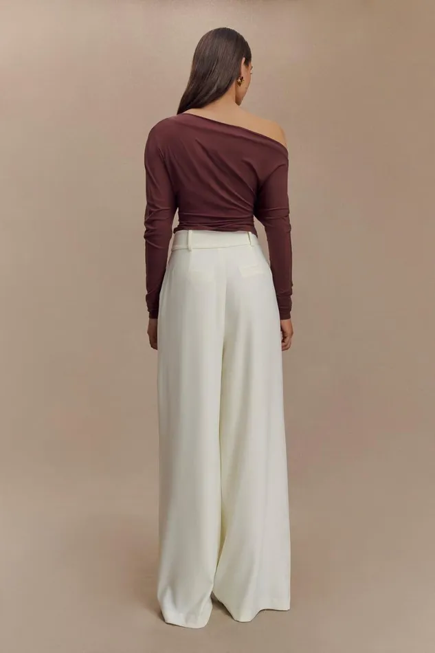 Women Meshki Tops Yasmin Asymmetrical Long Sleeve Top 8211 Mahogany