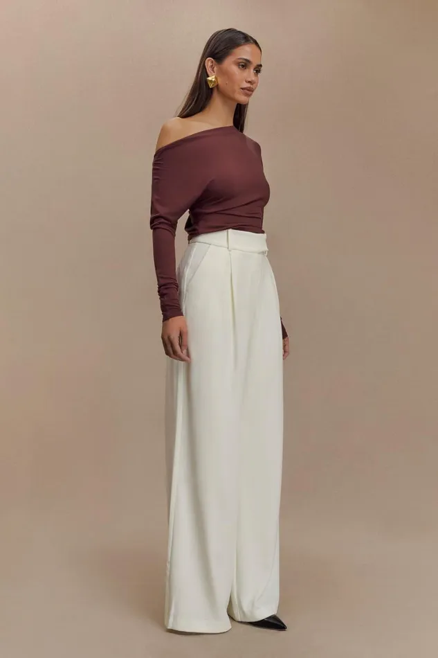 Women Meshki Tops Yasmin Asymmetrical Long Sleeve Top 8211 Mahogany