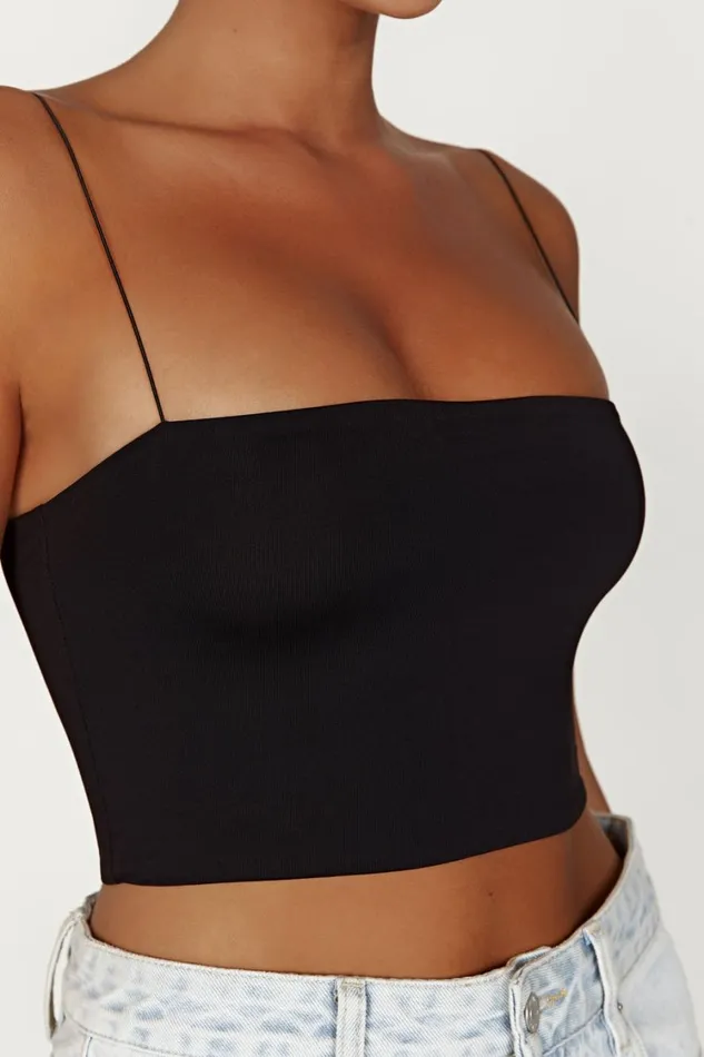Women Meshki Tops Yvonne Cami Crop Top 8211 Black