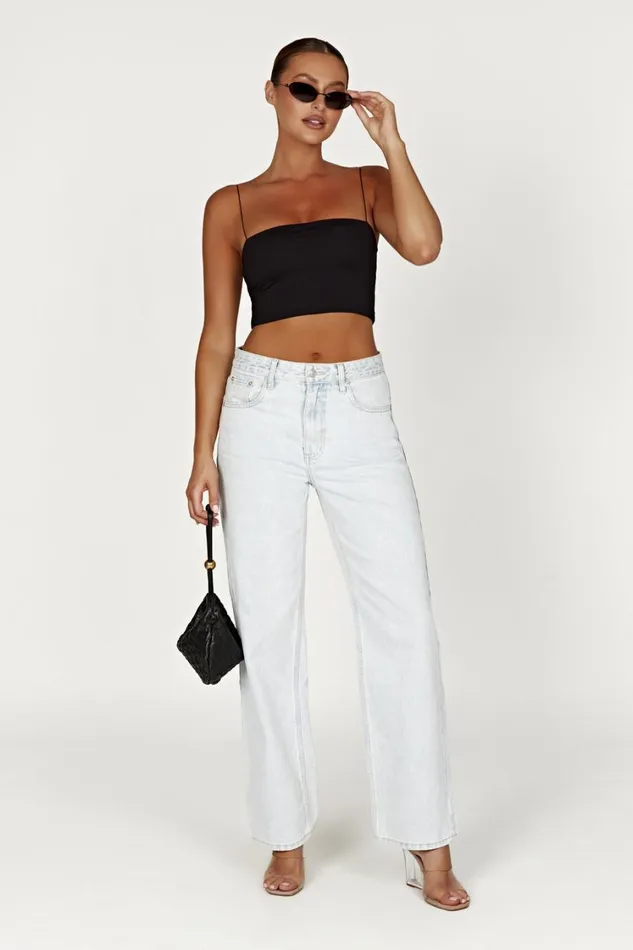 Women Meshki Tops Yvonne Cami Crop Top 8211 Black
