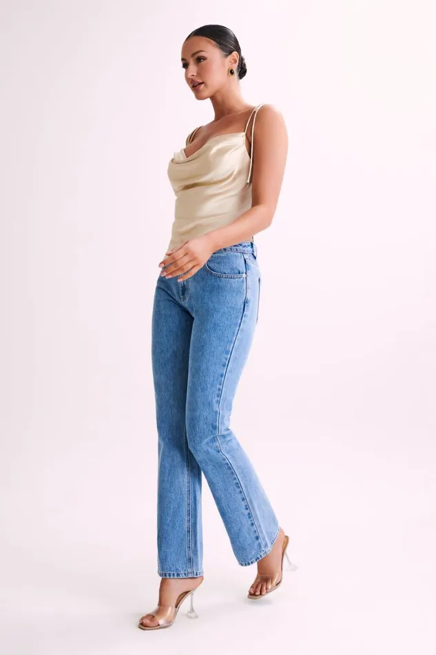 Women Meshki Tops Zavani Asymmetrical Satin Camisole 8211 Gold