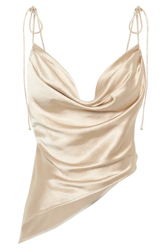 Women Meshki Tops Zavani Asymmetrical Satin Camisole 8211 Gold