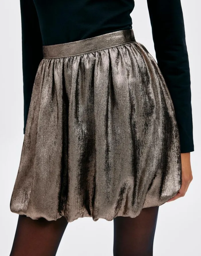 Women Metallic BubbleHem Mini Skirt Bronze Foilred Madewell Skirts