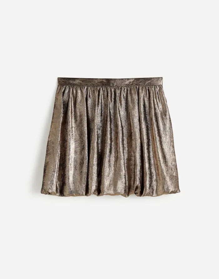 Women Metallic BubbleHem Mini Skirt Bronze Foilred Madewell Skirts