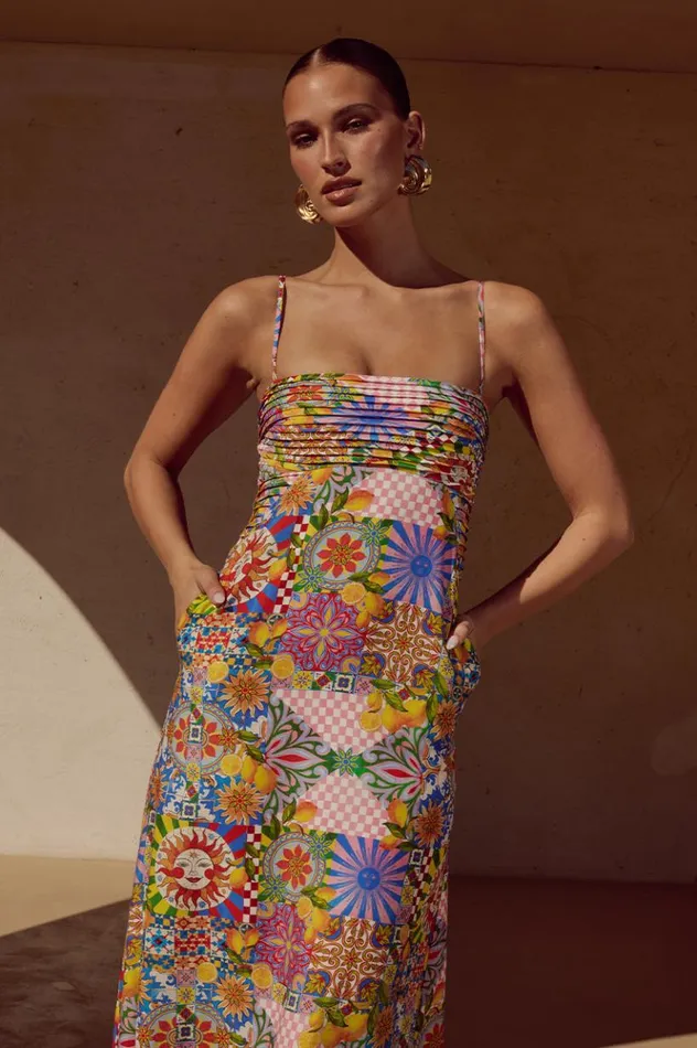 Women Midi Dresses Runaway The Label ANACAPRI MIDI DRESS Anacapri Pink