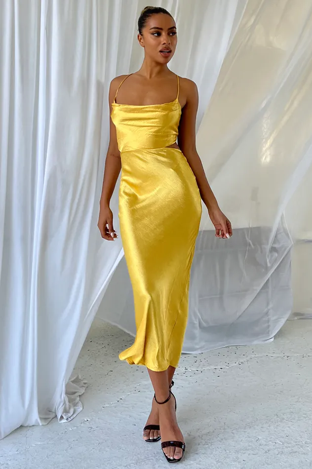 Women Midi Dresses Runaway The Label Chaya Slip Dress Marigold Women Midi Dresses Runaway The Label Chaya Slip Dress Marigold