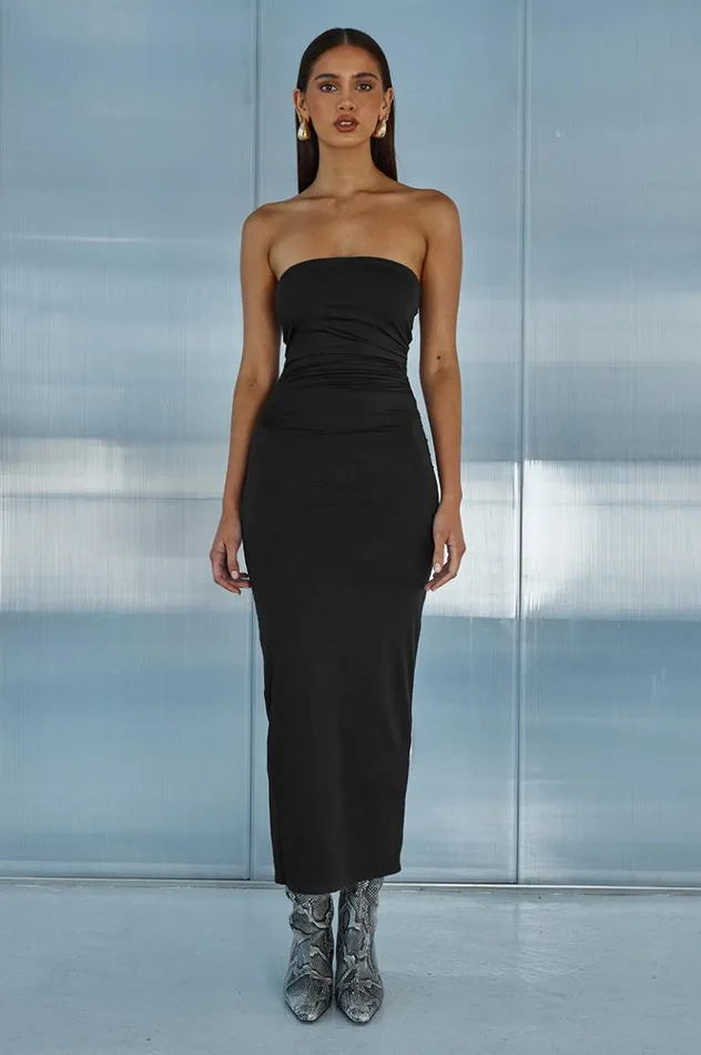 Women Midi Dresses Runaway The Label EDDIE MIDI DRESS Black