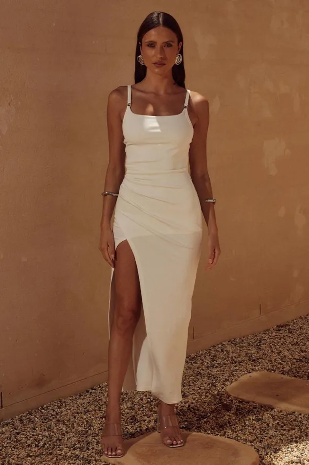 Women Midi Dresses Runaway The Label EDIN LONG MIDI DRESS White