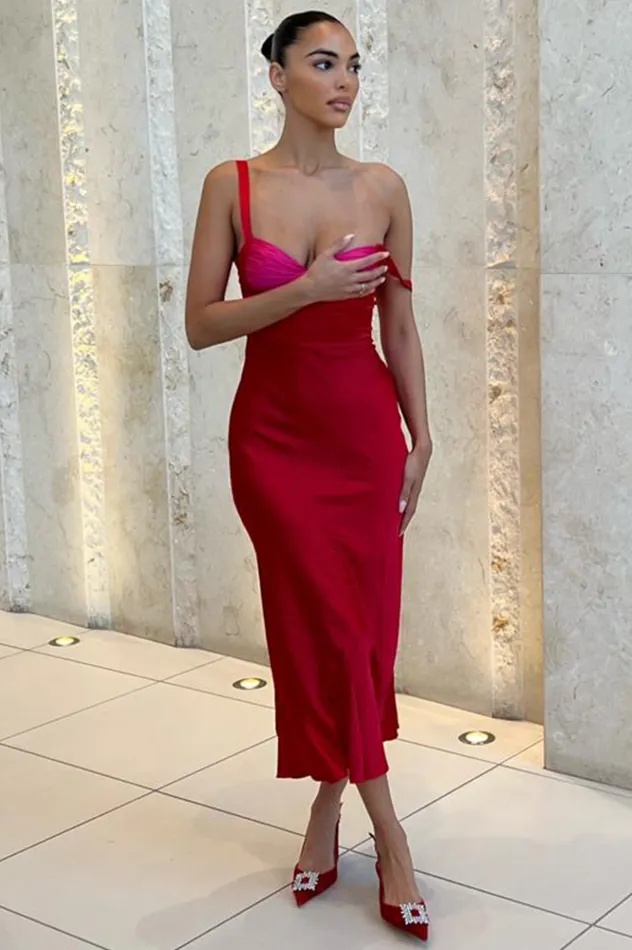 Women Midi Dresses Runaway The Label Kelsi Midi Dress Red