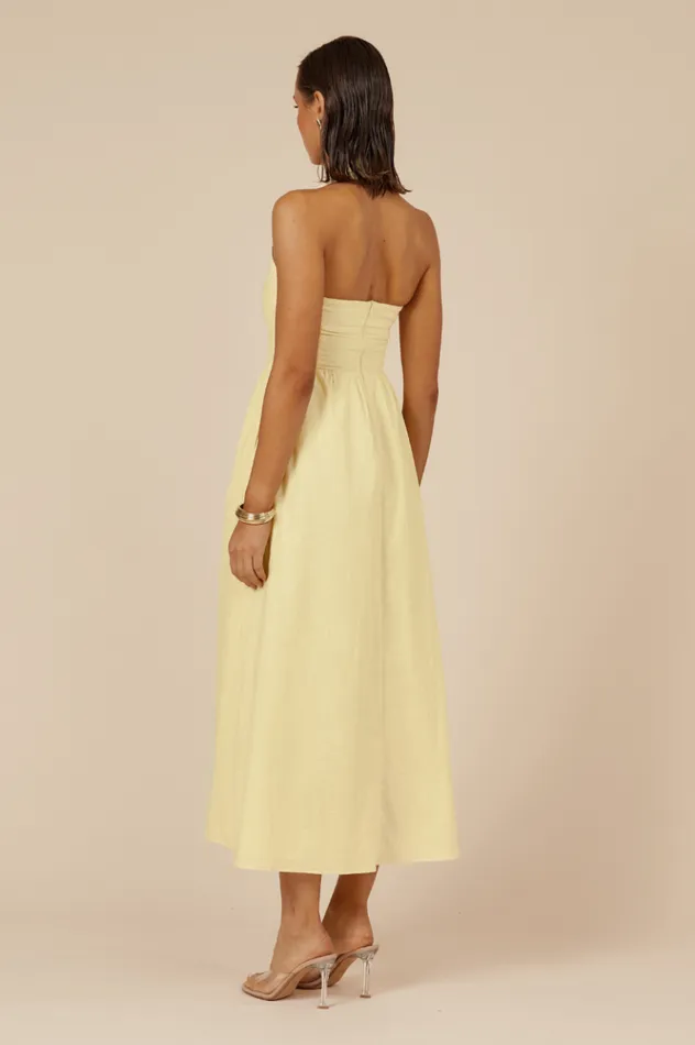 Women Midi Dresses Runaway The Label LOCKLEA MIDI DRESS Lemon