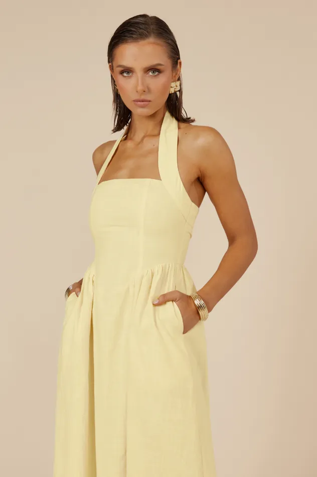 Women Midi Dresses Runaway The Label LOCKLEA MIDI DRESS Lemon