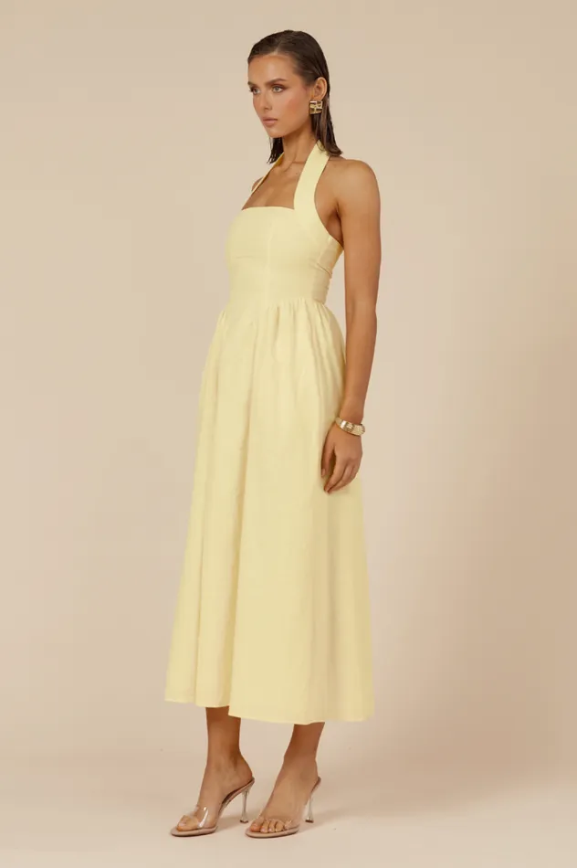 Women Midi Dresses Runaway The Label LOCKLEA MIDI DRESS Lemon