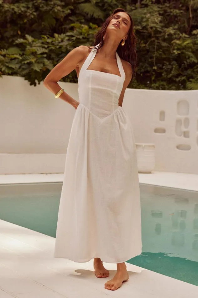 Women Midi Dresses Runaway The Label LOCKLEA MIDI DRESS White