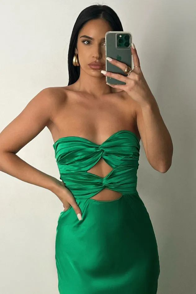 Women Midi Dresses Runaway The Label MICH SLIP DRESS Emerald
