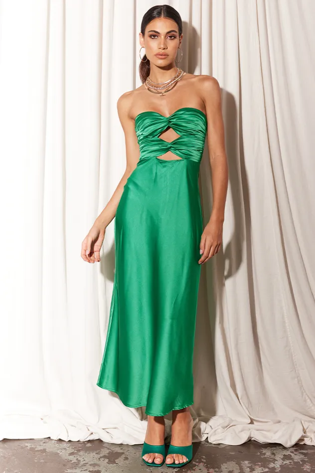 Women Midi Dresses Runaway The Label MICH SLIP DRESS Emerald