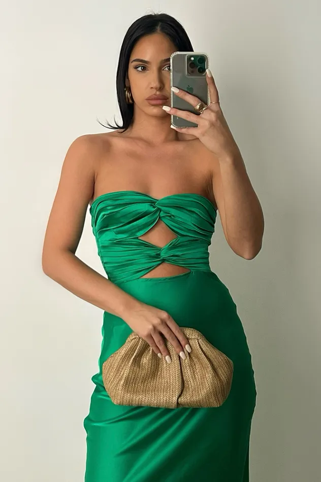 Women Midi Dresses Runaway The Label MICH SLIP DRESS Emerald