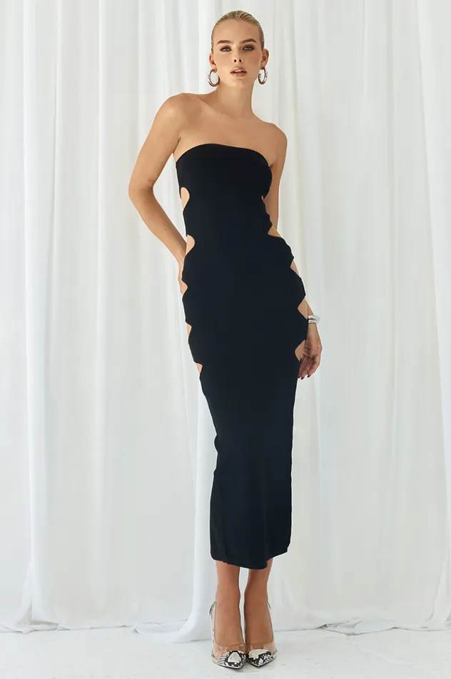 Women Midi Dresses Runaway The Label NALINI MIDI DRESS Black
