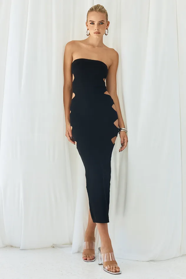 Women Midi Dresses Runaway The Label NALINI MIDI DRESS Black Women Midi Dresses Runaway The Label NALINI MIDI DRESS Black