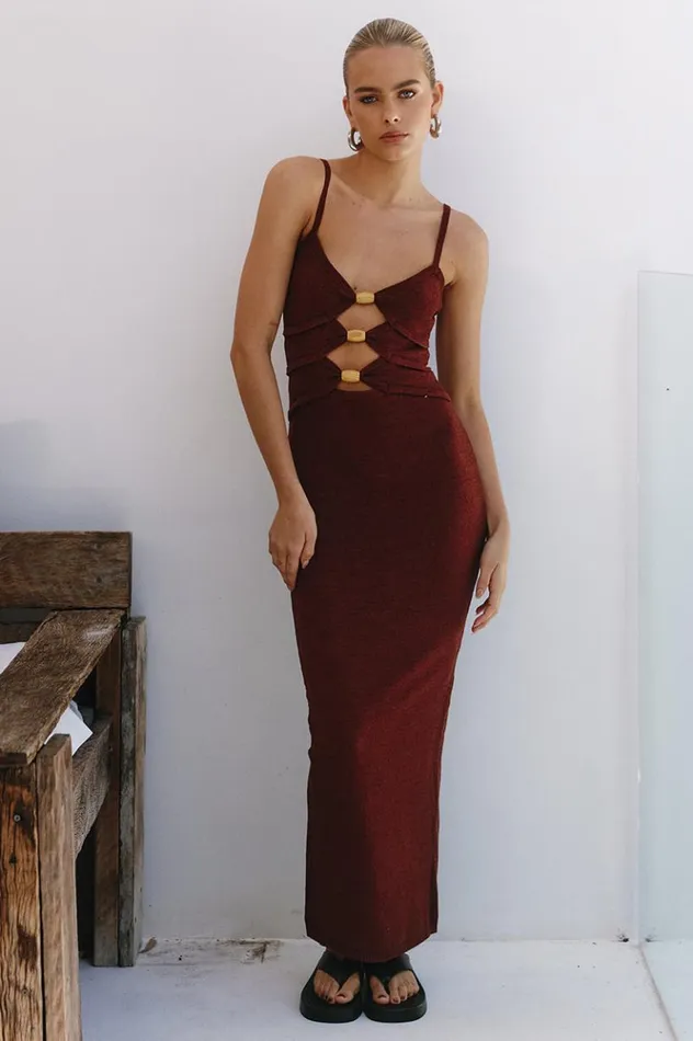 Women Midi Dresses Runaway The Label NORMANI MIDI DRESS Chocolate